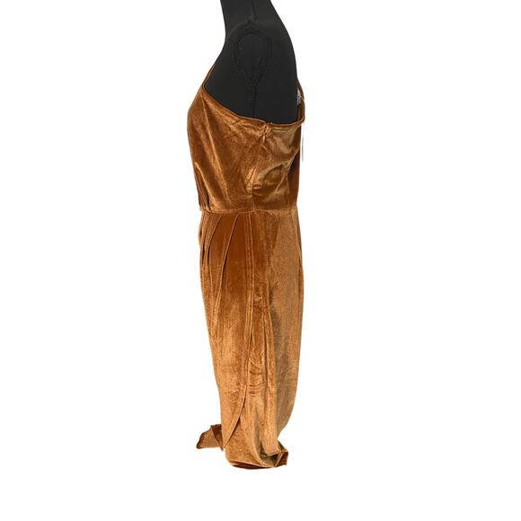 Baltic Born Kourtney Velvet One Shoulder Midi Dress in Spice L Holiday Fall - Picture 5 of 12
